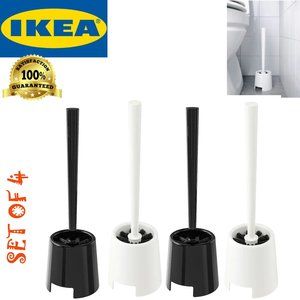 (4) IKEA BOLMEN 2 Pack Toilet Brush and Holder in White, Black 14.5" in 🔥🔥🔥🔥
